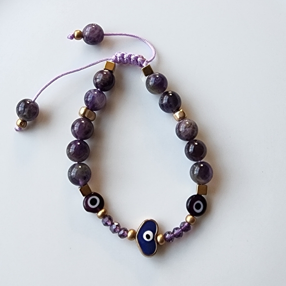 Amatist and Blue Beaded Bracelet - Picture 3 of 3